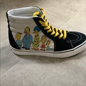 Vans Black and White Sneakers with Red Logo